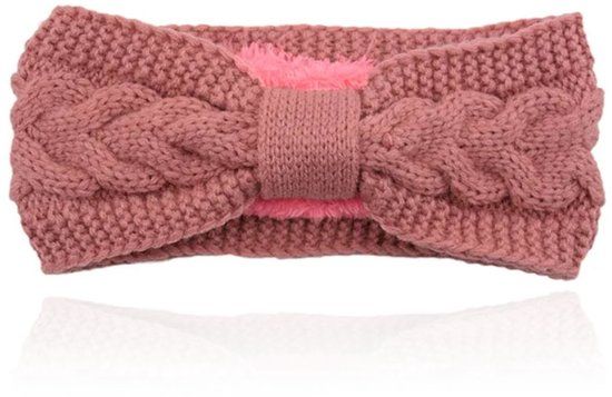 LGT JWLS Dames Hoofdband - Oud Roze, Katoen met Fleece Voering en Kabelpatroon