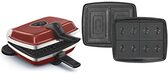 Lagrange Wafelijzer Super 2 - Rood - Wafels + Sandwich + Monsieur