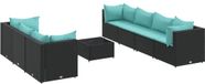 vidaXL 8-delige loungeset met kussens polyrattan zwart