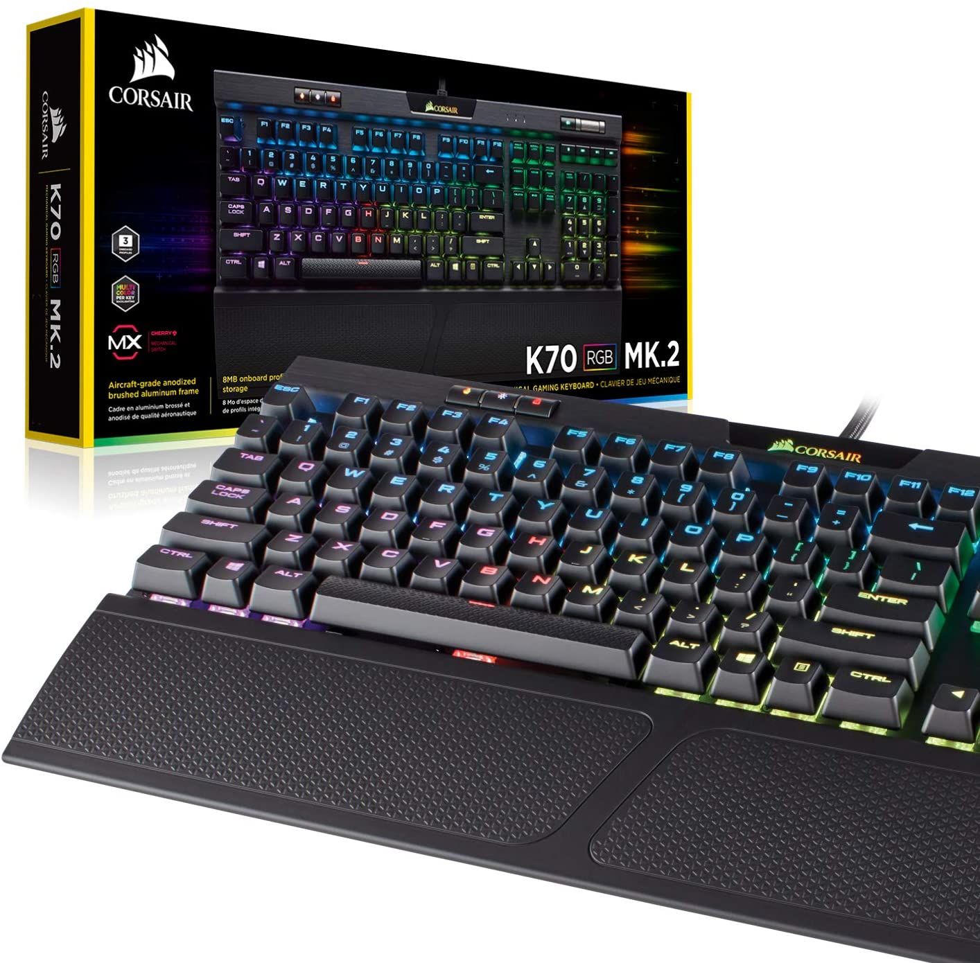 Corsair K70 RGB PRO Gaming Keyboard - AZERTY - Cherry MX Red - Black