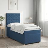 vidaXL Boxspringbed met matras met hoofdeinde Blauw 90 x 200 cm Stof