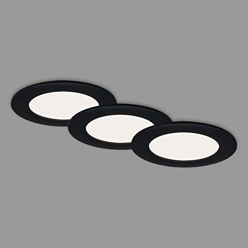 Briloner - LED inbouwspots, inbouwspots set van 3, plafondlampen elk 7 Watt, elk 600 Lumen, 4.000 Kelvin, IP44, zwart mat, 120x28mm (DxH)