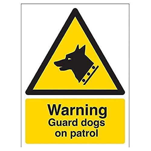 VSafety Security Notice, Pas op Guard Dogs Patrouille Dit Gebied Teken - Portret - 150mm x 200mm - 1mm Stijf Plastic