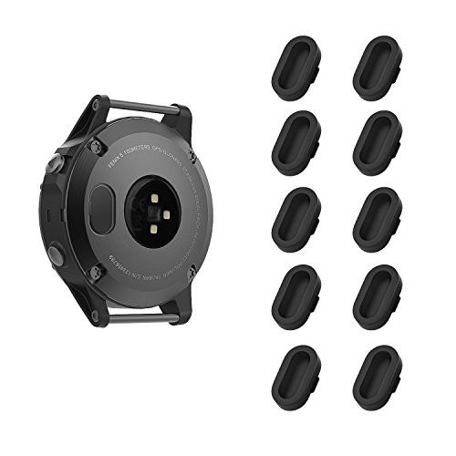 MoKo Stofstekker compatibel met Fenix 5/5S/5X/6/6S/6X/6 Pro/6S Pro/6X Pro/Forerunner 245/935/945/Vivoactive 4/4S/Venu, [10 STUKS] Siliconen opladerpoortbeschermer, antistofpluggen, zwart