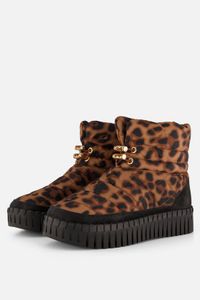 Ilse Jacobsen Tulip Gewatteerde Enkelboots TULIP6082 Brown Panthera Print Black