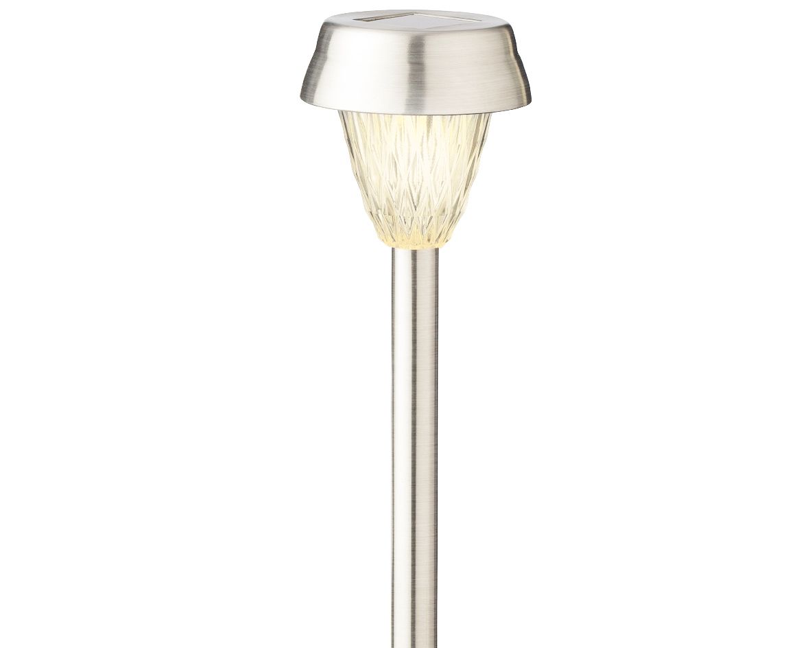 Decoris LED Solar Paal Diamant - 4 stuks - RVS - Wit