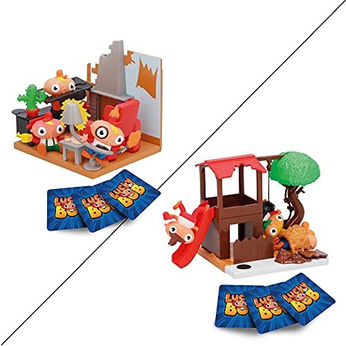 Lucky Bob Mini-speelset, 1 mini-playset met meerdere interacties en 3 exclusieve figuren van en 3 kaarten, speelgoed en cadeau voor kinderen vanaf 3 jaar; willekeurige modelkeuze