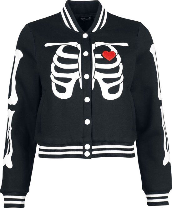 Hell Bunny Skeleton Girl Jacket Dames Collegejas - zwart - M