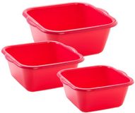 Plasticforte 3x huishoud teilen set - afwasbak - kunststof - 6-10-15 liter - rood