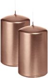 Wiedemann bougie cylindrique/bougie pilier - 2x - métallique or rose - 6 x 8 cm - 29 heures de combustion