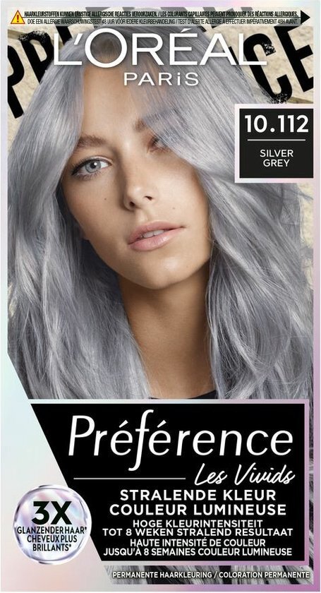 L&#39;Or&#233;al Paris Pr&#233;f&#233;rence Vivids 10.112 - Silver Grey Soho - Permanente Haarkleuring