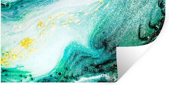 StickerSnake Muursticker - Marmerlook - Blauw Goud Glitter - 80x40 cm