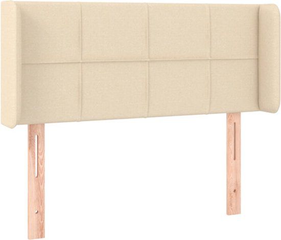 VidaXL Hoofdbord met randen 103x16x78/88 cm stof crèmekleurig