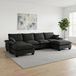 OKWISH U-Bank 323 x 151 cm - 6-Zits Hoekbank Met Verplaatsbare Ottomaan - Woonkamer - Chenille - Zwart