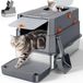 Merkloos Kattenbak Roestvrij staal XXL Met deksel 59 x 38 x 39 cm Gesloten kattentoilet