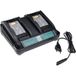 vhbw Chargeur double compatible avec Makita BDF343RHJ, BDF441, BDF441RFE, BDF441SFE, BDF440, BDF440SFE, BDF440Z batteries Li-Ion pour outils, 100 W, 14,4 V
