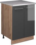 Vicco Wastafelkast Fame-Line, Antraciet Hoogglans/Goudkleurig Eiken, 60 cm
