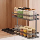 Unyqoos® Étagère à épices extensible à deux niveaux pour armoire de cuisine sans perçage