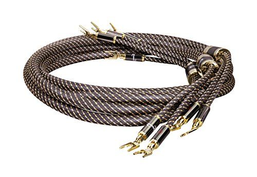 Dynavox Black Line luidsprekerkabel, paar, flexibele premium high-end kabel met hoogwaardige banaanstekkers, geconfectioneerd, kleur zwart, lengte 2m