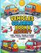 Vehicles Coloring & Activity book for kids ages 4-8 Cars, tracks, trains, planes+Mazes, tracing, counting Games