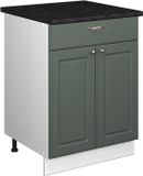 Vicco Fame-Line Onderkast voor spoelbak/kookplaat, Groen-Goud Landhuis/Wit, 60 cm met lade, WB Antraciet