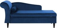 LUIRO Chaise Longue - Blue Velvet - Left Side - Beliani