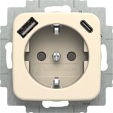 Busch Jaeger Reflex SI wandcontactdoos met 2x USB-Lader kinderveilig wit-crème 20 EUCB2USBAC-212