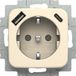 Busch Jaeger Reflex SI wandcontactdoos met 2x USB-Lader kinderveilig wit-crème 20 EUCB2USBAC-212