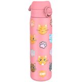 ION8 Vacuüm Geïsoleerde Stalen Waterfles, 500ml/18 oz, Lekvrij, Makkelijk te Openen, Veilige Vergrendeling, Vaatwasserbestendig, Past in Bekerhouders, Draaghendel, Krasbestendig, Reliëfprint, Katten