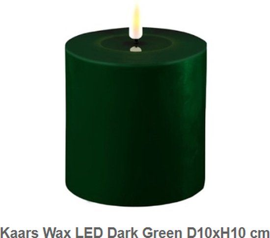 Deluxe Homeart LED Kaars - Dark Green - 10x10cm - Stompkaars - Voor binnen