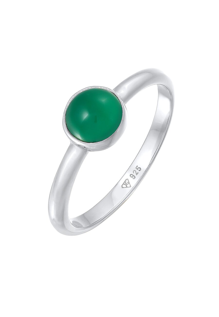 Elli PREMIUM Elli PREMIUM Elli PREMIUM Ring Dames eenzaam Basis Groen met Agaat Edelsteen in 925 Sterling Zilver gerhodineerd Ringen