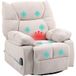 Fauteuil inclinable de relaxation avec repose-pieds, massage et chauffage, 5 programmes et 8 points de vibration, beige