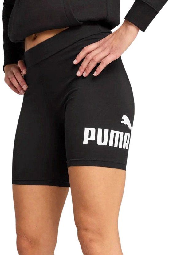 Puma ESS No.1 Logo Short Legging Dames - Maat XL - Zwart/Wit