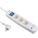 Electraline 62162 stekkerdoos 3-voudig Schuko met schakelaar + 2 USB 3.4A 17W (1 type A + 1 type C), kabel 1.5M