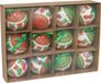 Gerimport Gedecoreerde kerstballen - 12x stuks - 7,5 cm - rood/groen/wit - kunststof