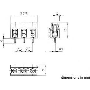 Velleman Schroefklem. 3 Polen. Pitch 7.5mm - (10 st.)