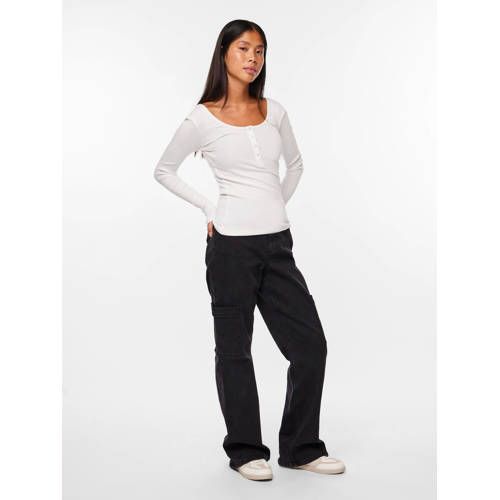 PIECES Ribbed Long Sleeve with Organic Cotton - Black