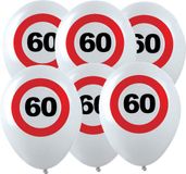Merkloos / Sans marque Espa Nv Verjaardagfeest leeftijd ballon - 60 jaar - 12x stuks - thema leeftijd stopbord