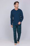 Pastunette - Lodge - Pyjama - Katoen - Lange mouw - Geruit - Blauw - Maat XL