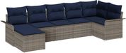 vidaXL Tuinbank - Set - 7-zits - Lichtgrijs - Polyrattan