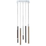 Brilliant Led-hanglamp, 8 lichtpunten, in hoogte verstelbare hanglamp in koffiestijl, dimbaar in 3 standen via wandschakelaar van metaal/kunststof, in aluminium/zwart/bruin/koffie, 40 x 25 cm