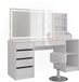 Vicco Kaptafel set met kruk Sherry, Wit/Wit Hoogglans, 158.2 cm met LED-spiegel en kruk