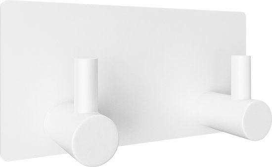 EAVY Handdoekhaakjes Zelfklevend - RVS Handdoekhouder met 2 Haakjes - Sterke Plakstrip – Zelfklevende Haakjes – Wandhaak – Plakhaakjes – Wit