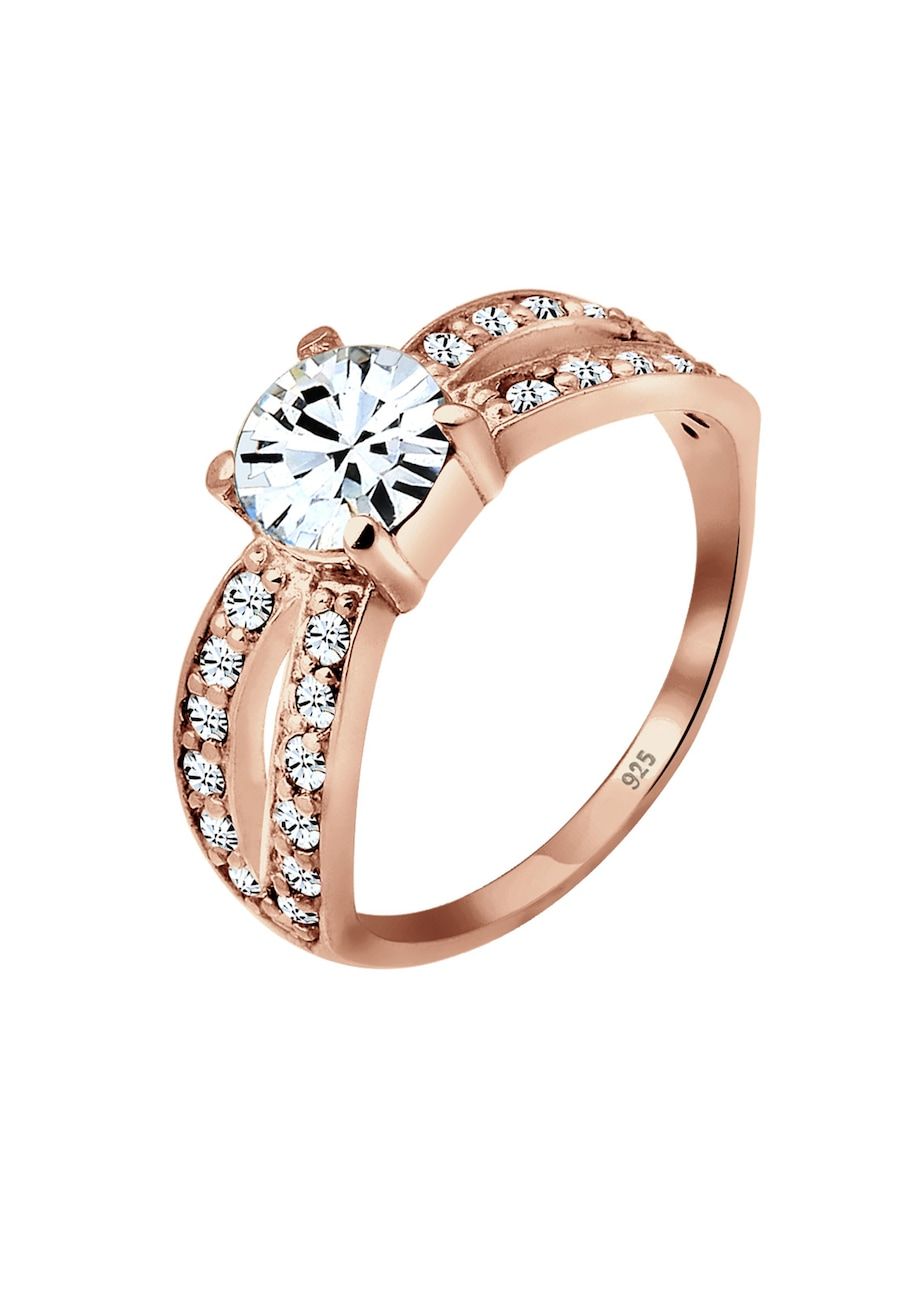 Elli Elli Ring Dames Eenzaam betoverend met kristal in 925 sterling zilver