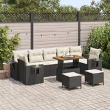 vidaXL Tuinbank Set Zwart/Crèmewit Polywood