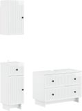vidaXL - 3-delig - badkamerkast - set - EDE - Hoogglans - Wit - Bewerkt - hout