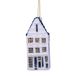 Vondels Kerstornament Glas Wit/Blauw Grachtenhuis Trapgevel H9cm