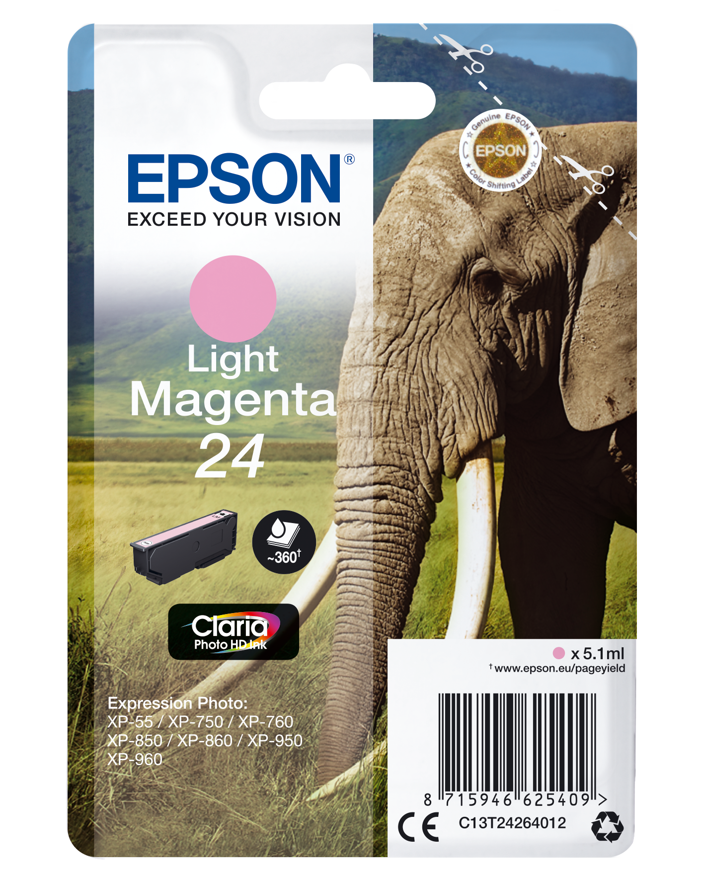 Epson 24 Claria Photo HD Light Magenta Ink Cartridge - C13T24264012