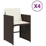 Syfax Bol Tuinstoelen 4 st met kussens poly rattan bruin