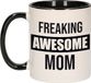Bellatio Decorations Mama cadeau mok / beker zwart met tekst freaking awesome mom